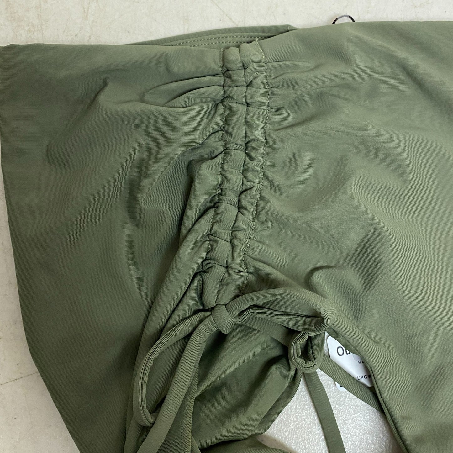 CALIA Women's High Waisted Ruched Side Tie Swim Bottoms Dark Olive WSA23410