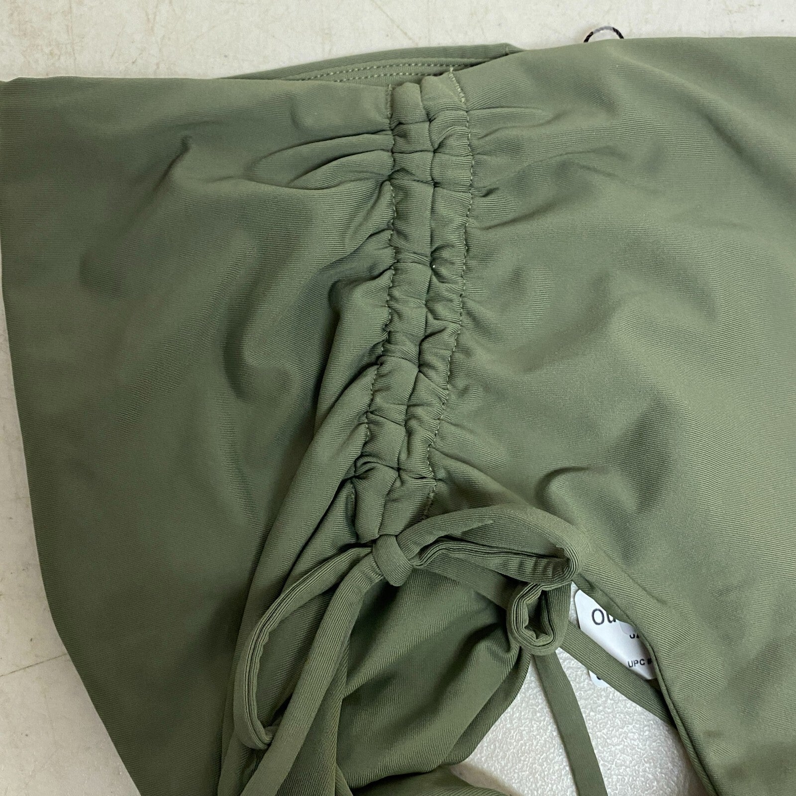 CALIA Women's High Waisted Ruched Side Tie Swim Bottoms Dark Olive WSA23410