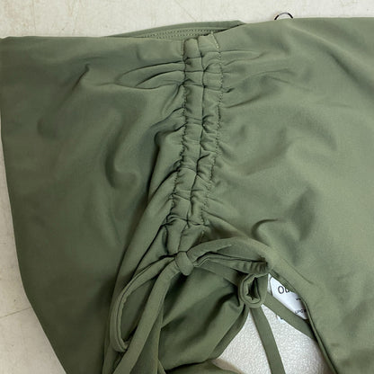 CALIA Women's High Waisted Ruched Side Tie Swim Bottoms Dark Olive WSA23410