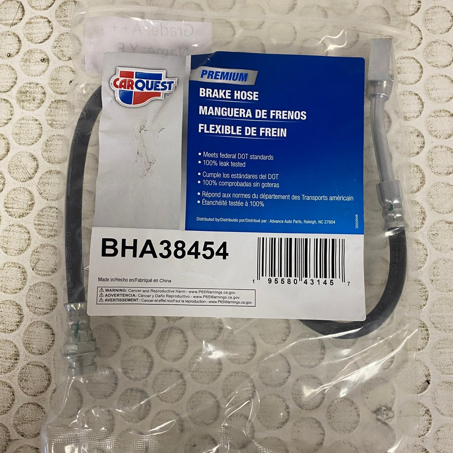 CARQUEST Premium Brake Hose Assembly Black Banjo Fittings BHA38454