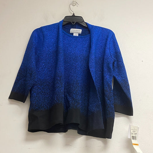 Alfred Dunner Women's 3/4 Sleeve Layered Look Cardigan Sweater Size PS Cobalt
