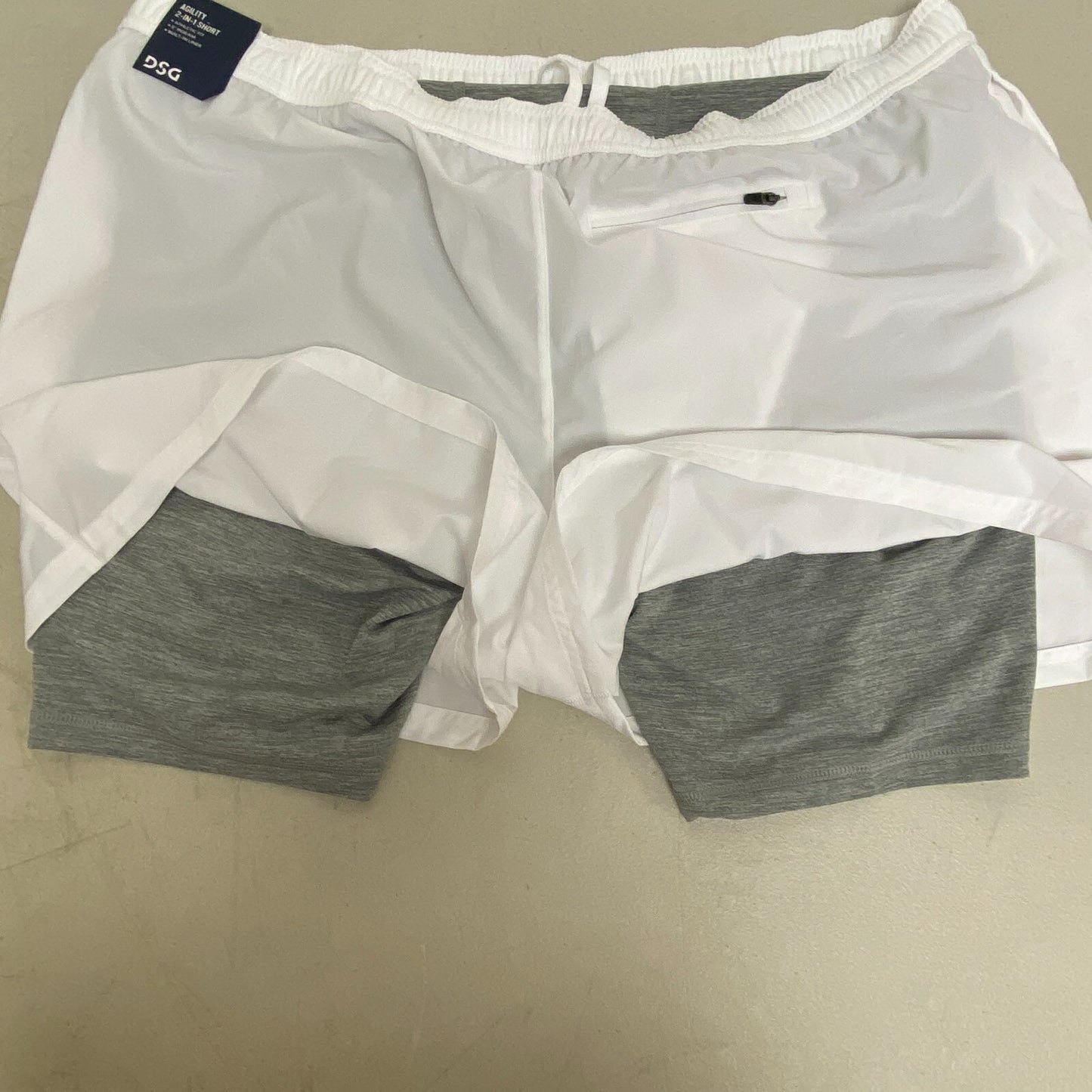 DSG Men's 5" Training 2-in-1 Agility Short Built-in Liner Pure White/Mid Gray