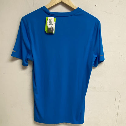 DSG Men's Running Striped T-Shirt Polyester Ibiza Blue DAM12204 Brand New