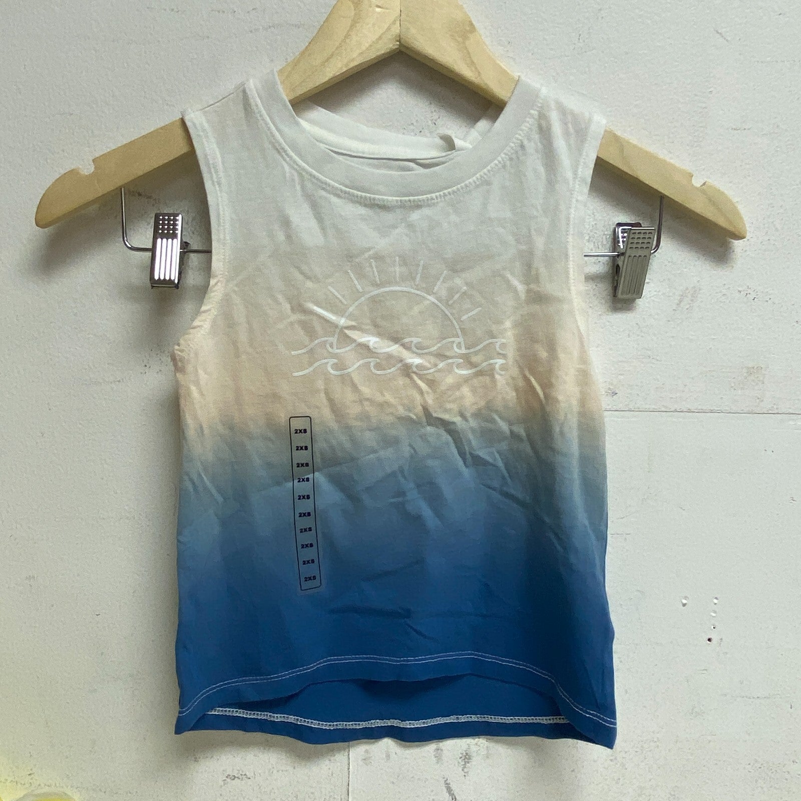 DSG Girls BF Graphic Muscle Tank Peach Milk Waves DAG13124W BRAND NEW