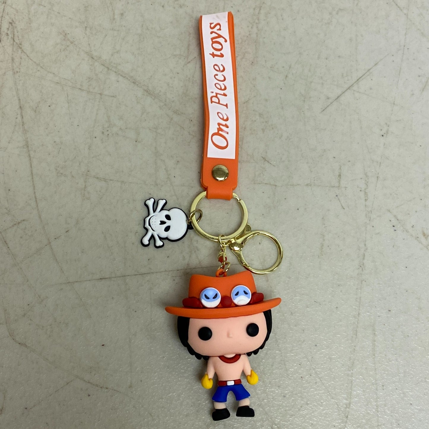 Assorted Silicone One Piece Keychain with Portgas D. Ace Accessory