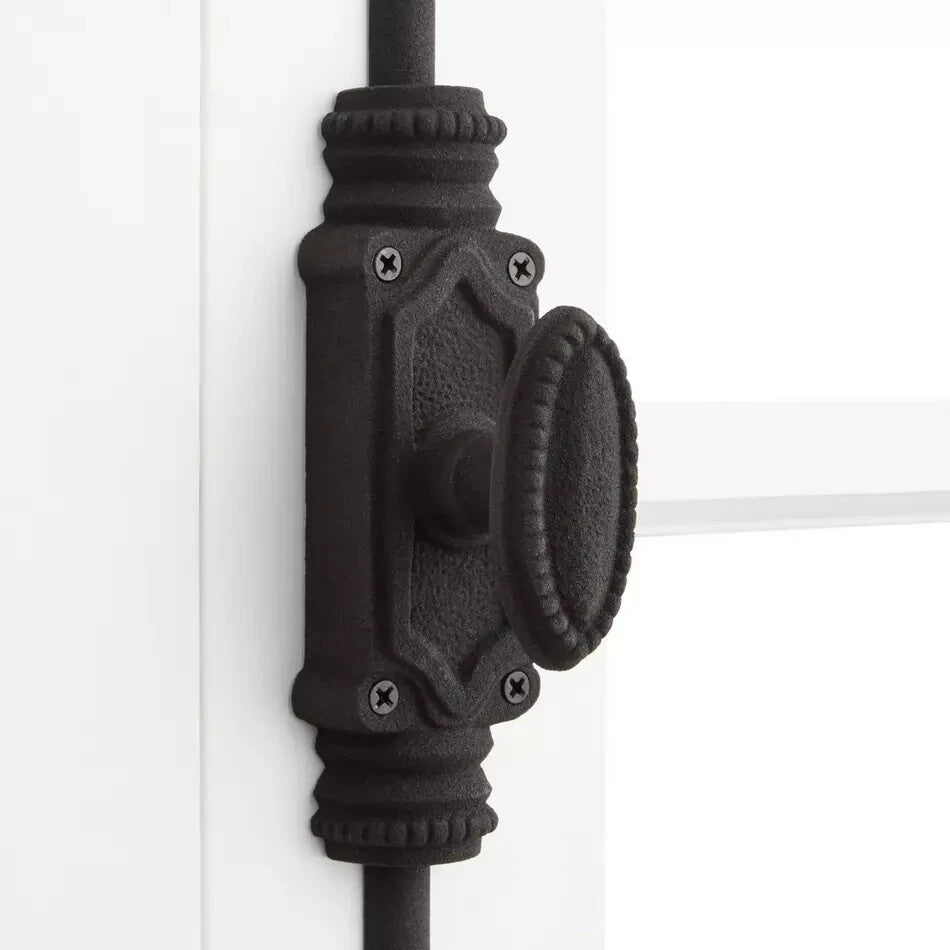 Signature Hardware Beaded Iron Door Cremone Bolt - Black Powder Coat