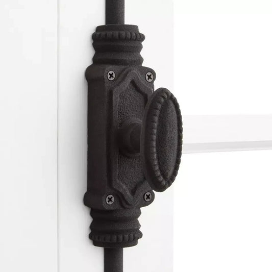 Signature Hardware Beaded Iron Door Cremone Bolt - Black Powder Coat