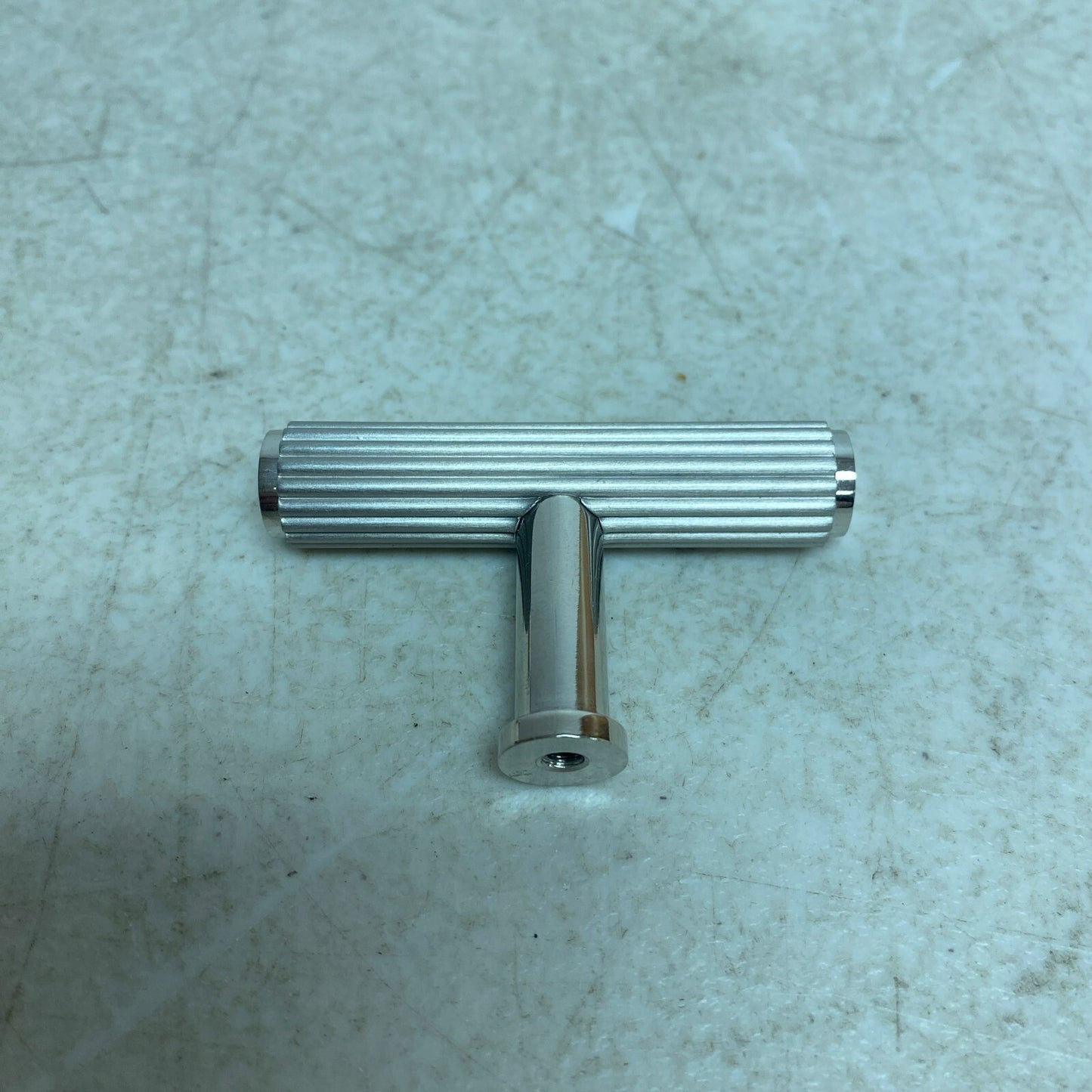 Signature Hardware Brixlee Reeded Brass T Knob - Brushed Nickel/Polished Nickel