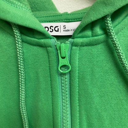 DSG WOMENS FAVORITE FLEECE SS ZIP SLIME GREEN Solid  DAM13410