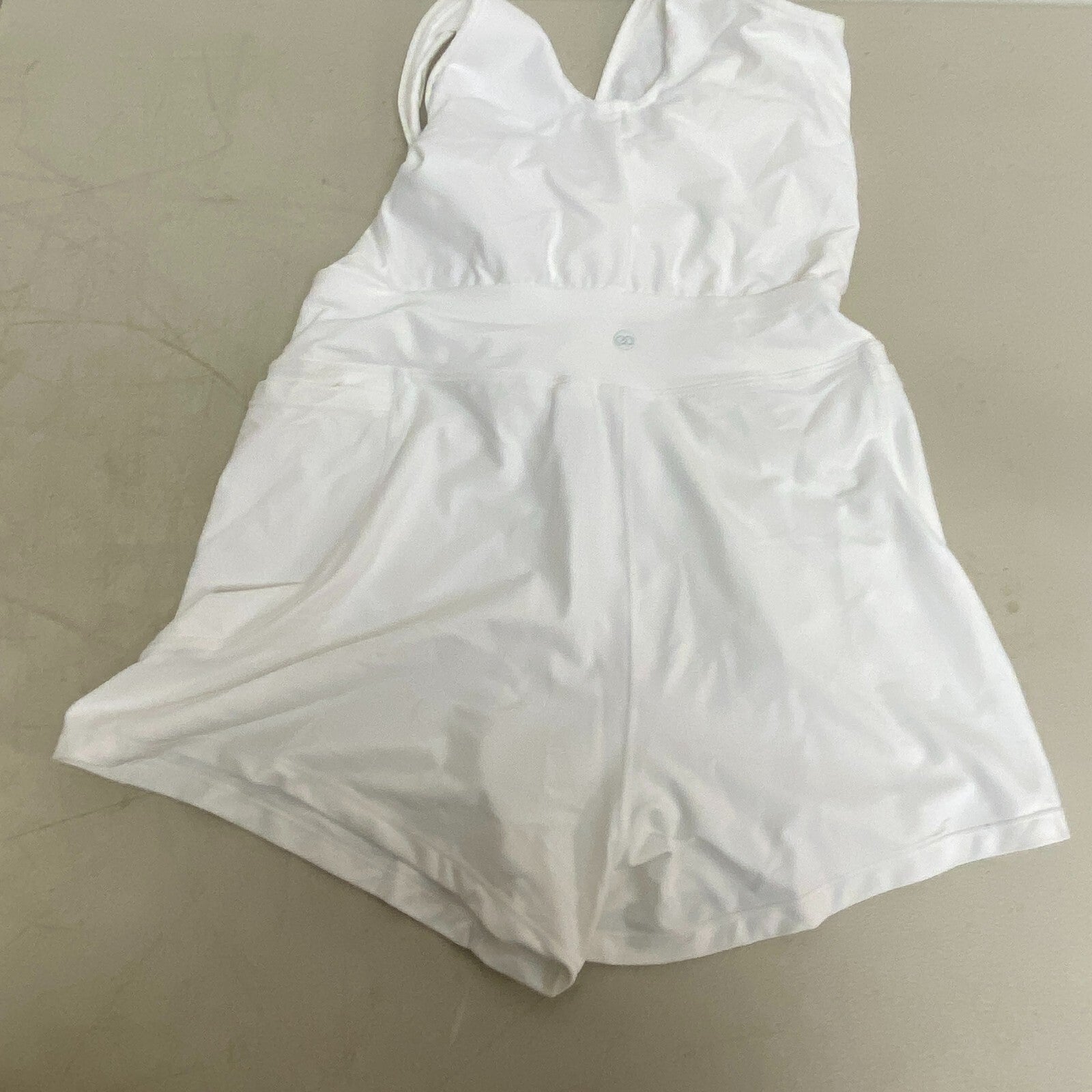 Calia Womens Run Racerbak Romper Pure White Sleeveless Solid Stylish WAX15046