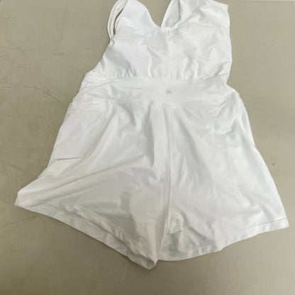 Calia Womens Run Racerbak Romper Pure White Sleeveless Solid Stylish WAX15046