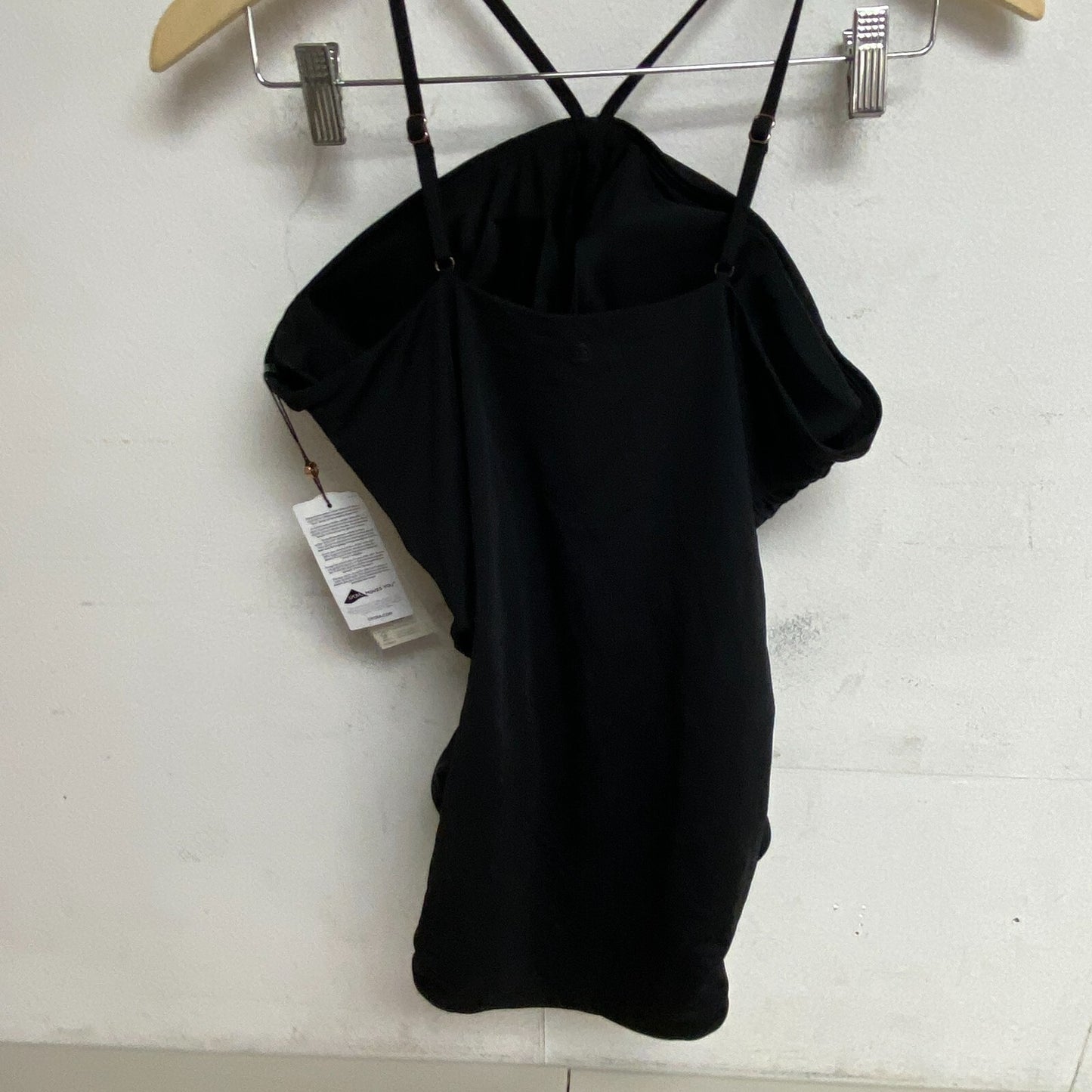 Calia Womens Shirred Cut Out One Piece Tummy Control Swimsuit Pure Black New!