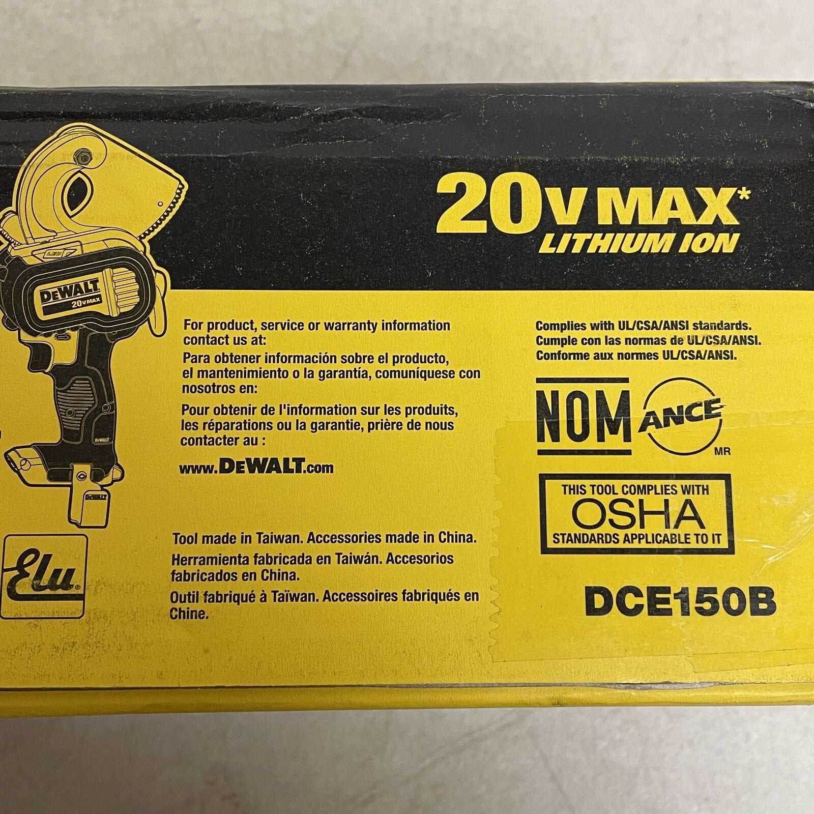 DeWalt DCE150B 20V MAX 750MCM Cu/11000 MCM Al Cordless Cable Cutting Tool, Bare