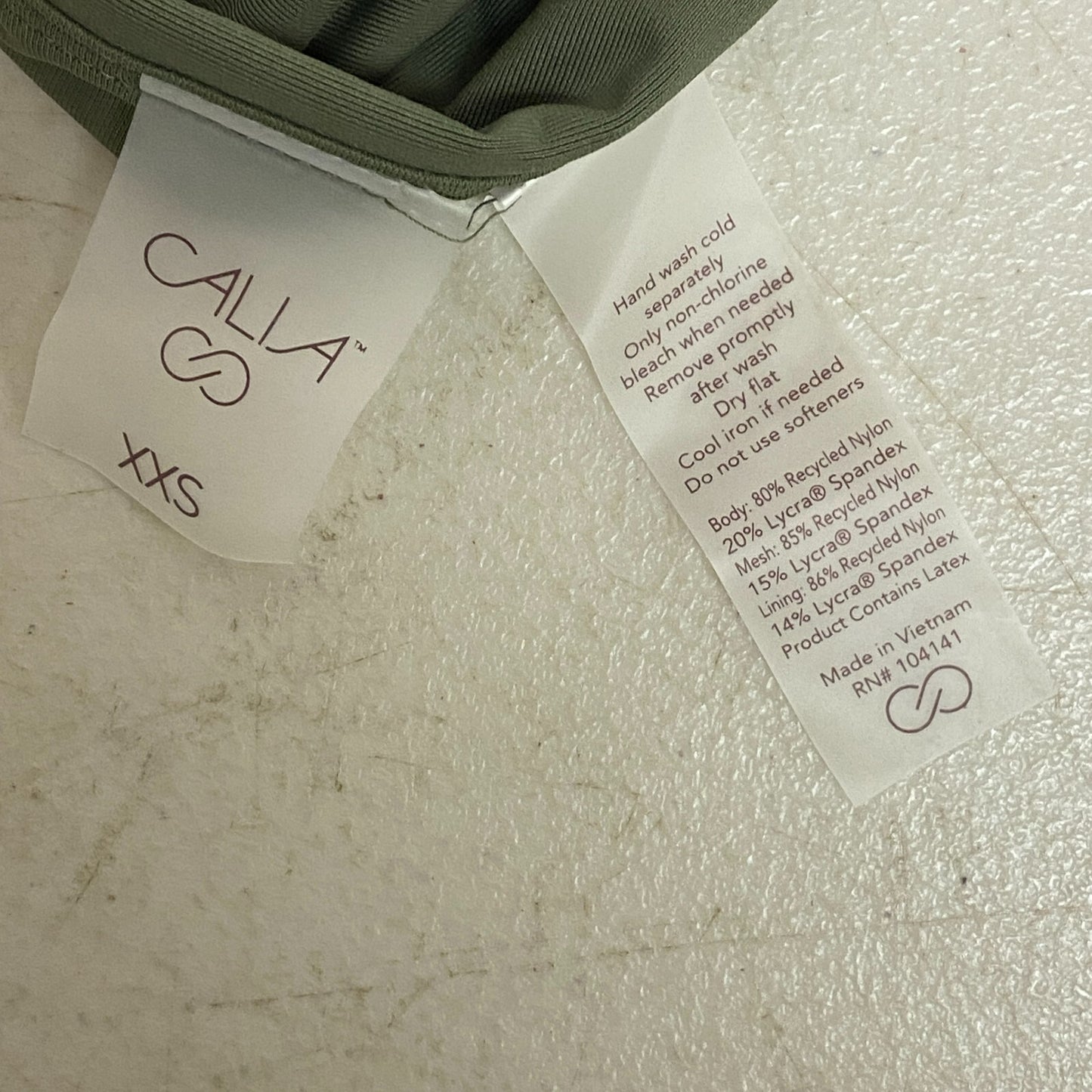 CALIA Women's High Waisted Ruched Side Tie Swim Bottoms Dark Olive WSA23410