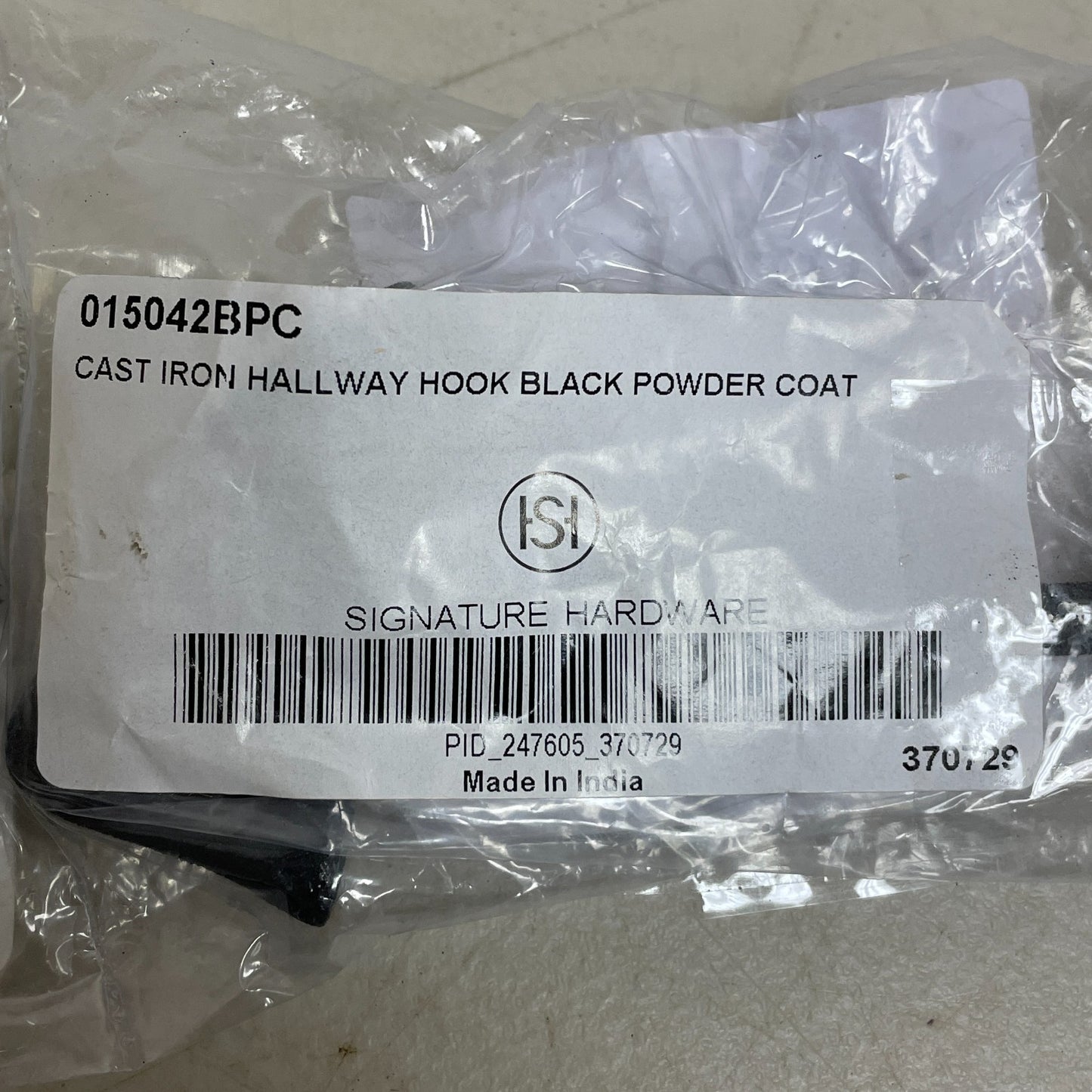 Signature Hardware Cavill Cast Iron Double Hook Matte Black SH500748