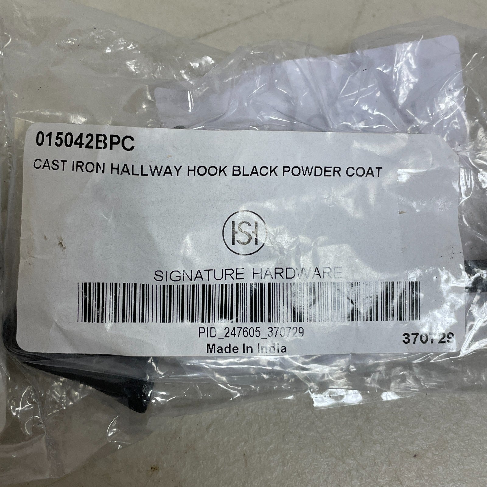 Signature Hardware Cavill Cast Iron Double Hook Matte Black SH500748