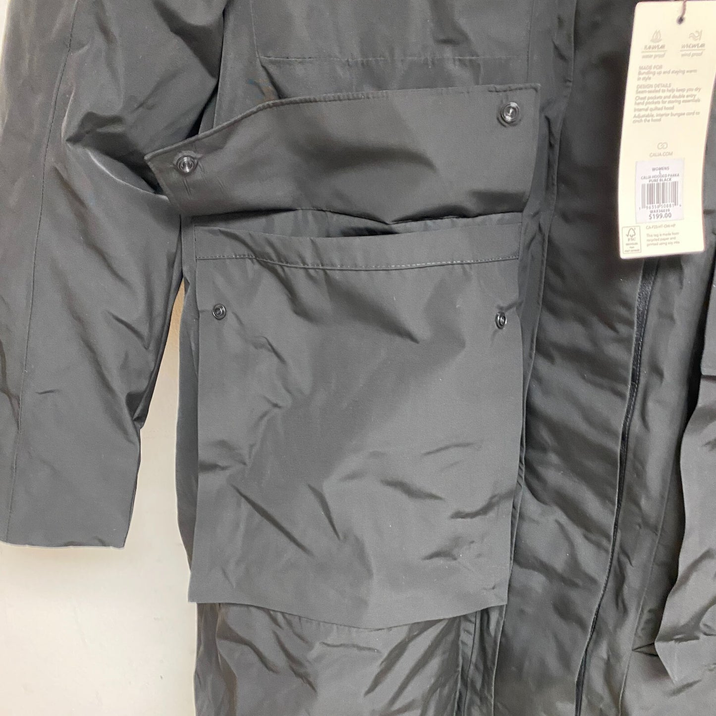 Calia Women's Hooded Parka Rocky Pure Black WAX36039 warm winter long jacket