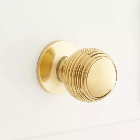 2-PK Signature Hardware 1″ Garneau Solid Brass Round Cabinet Knob Polished Bras