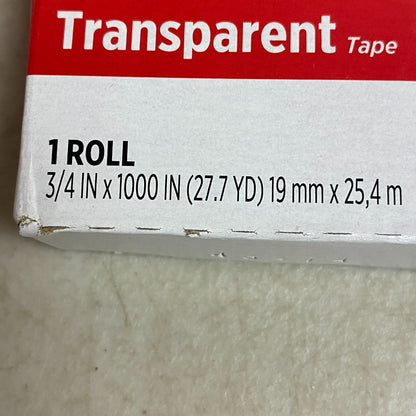 Scotch Transparent Tape 3/4″ × 1,000″ Premium Clear (Glossy)  6 Roll Pack