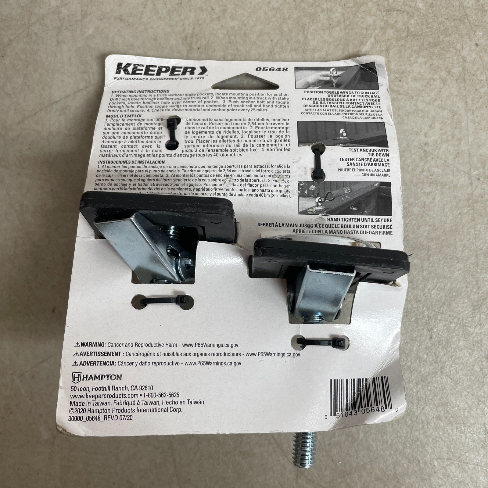 KEEPER 05648 Chrome Anchor Point 2 Pack 1,000 lb Tie-Down Rings Truck Trailer