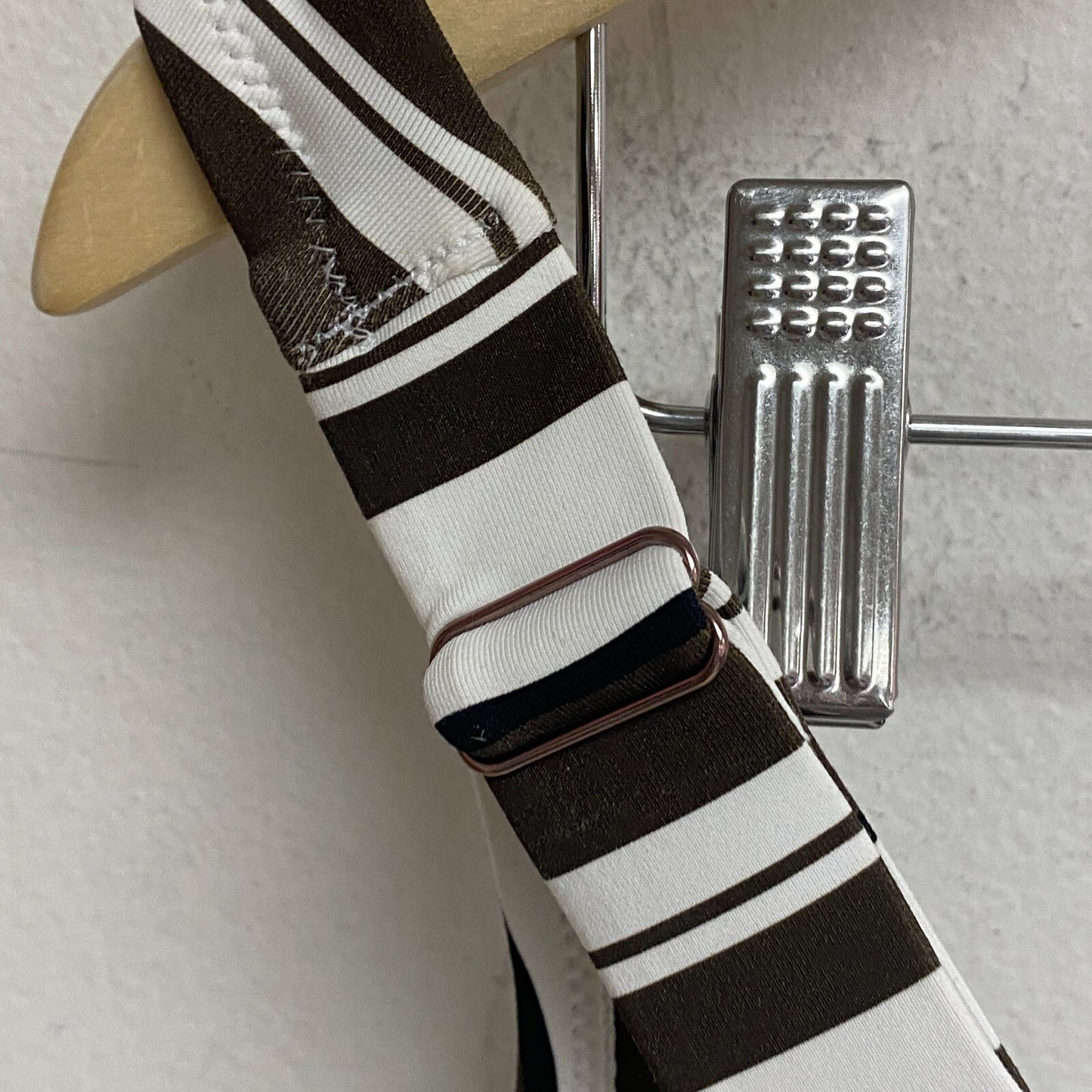 Calia Women's Tie Back Bikini Top Variegated Stripe White/Brown WSA23200PRT