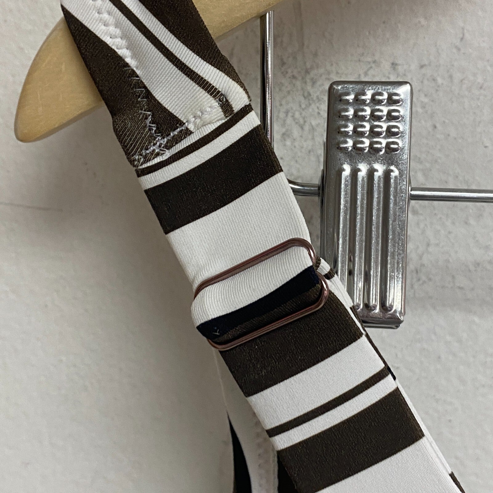 Calia Women's Tie Back Bikini Top Variegated Stripe White/Brown WSA23200PRT