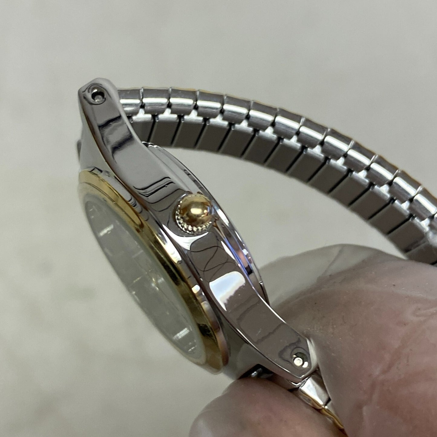 Armitron Watch Japan Quartz Women Dual Tone Gold Plated Stretch Steel 75/5420TTG