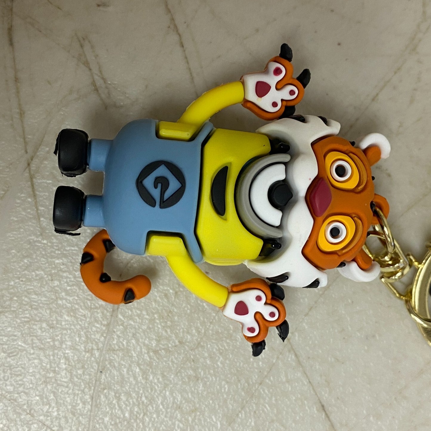 New Assorted Silicon 3D Minions Keycahin with Tiger Costume Minion Accessory