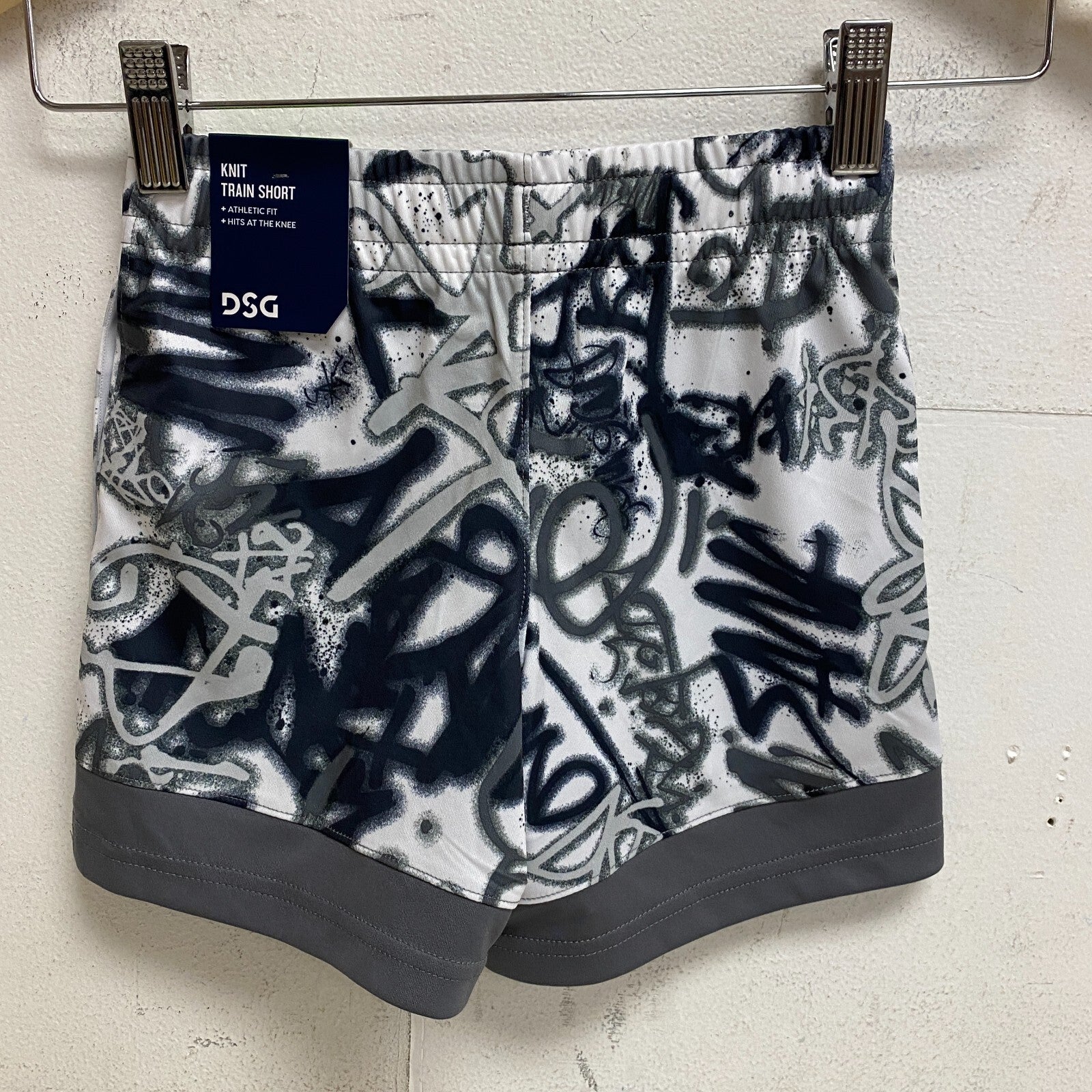 DSG Boys' Knit Training Shorts Athletic Fit Multi Tagger Pure White DAB13103PRT