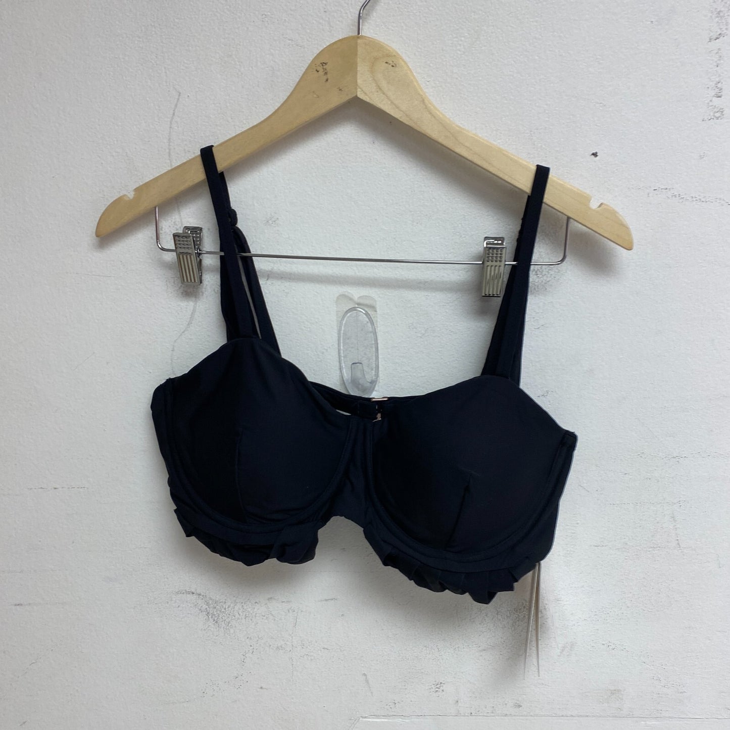 Calia Women's Pleated Panel Underwire Bikini Top Pure Black WSA23210 New!
