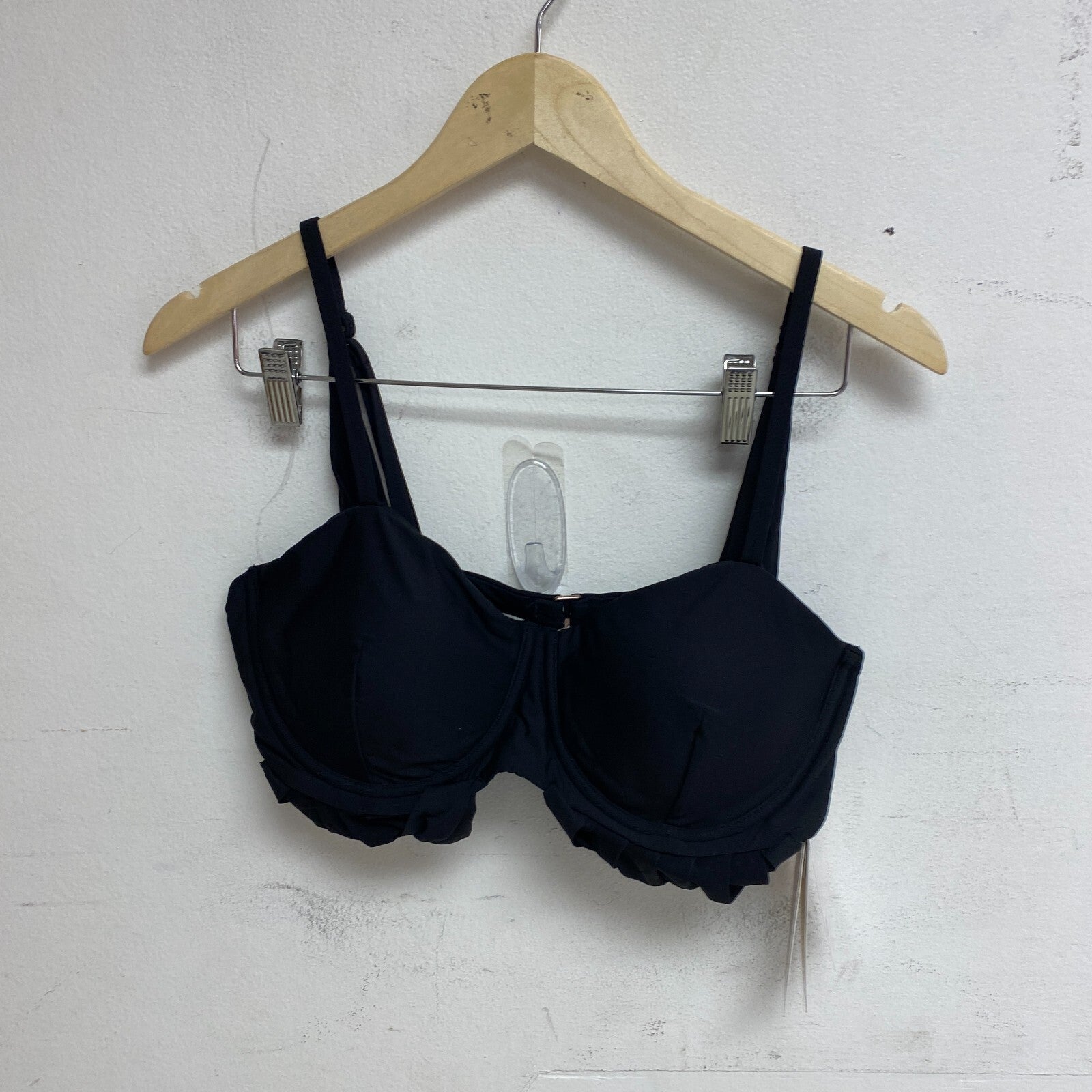 Calia Women's Pleated Panel Underwire Bikini Top Pure Black WSA23210 New!
