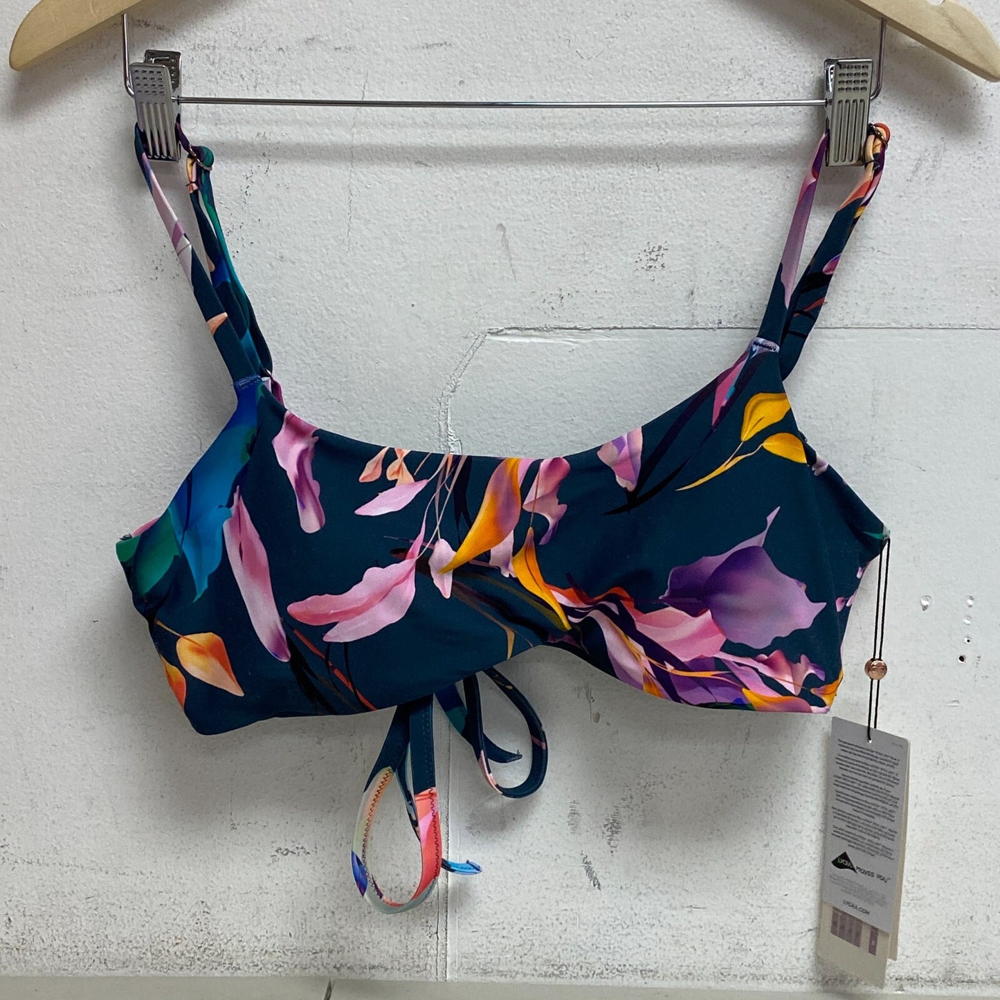 CALIA Women's Tie Back Bikini Top Aqua Floral  Multicolor  WSA23200PRT