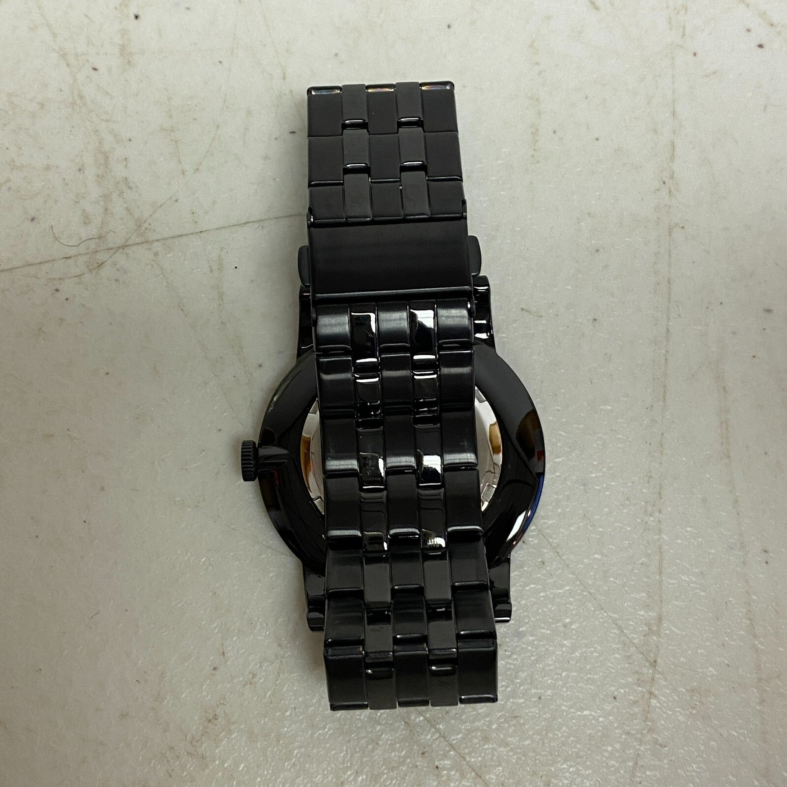 Armitron Steel Watch Men 42mm Black Round Dial 50M Stainless 6.5" 20/4962TI