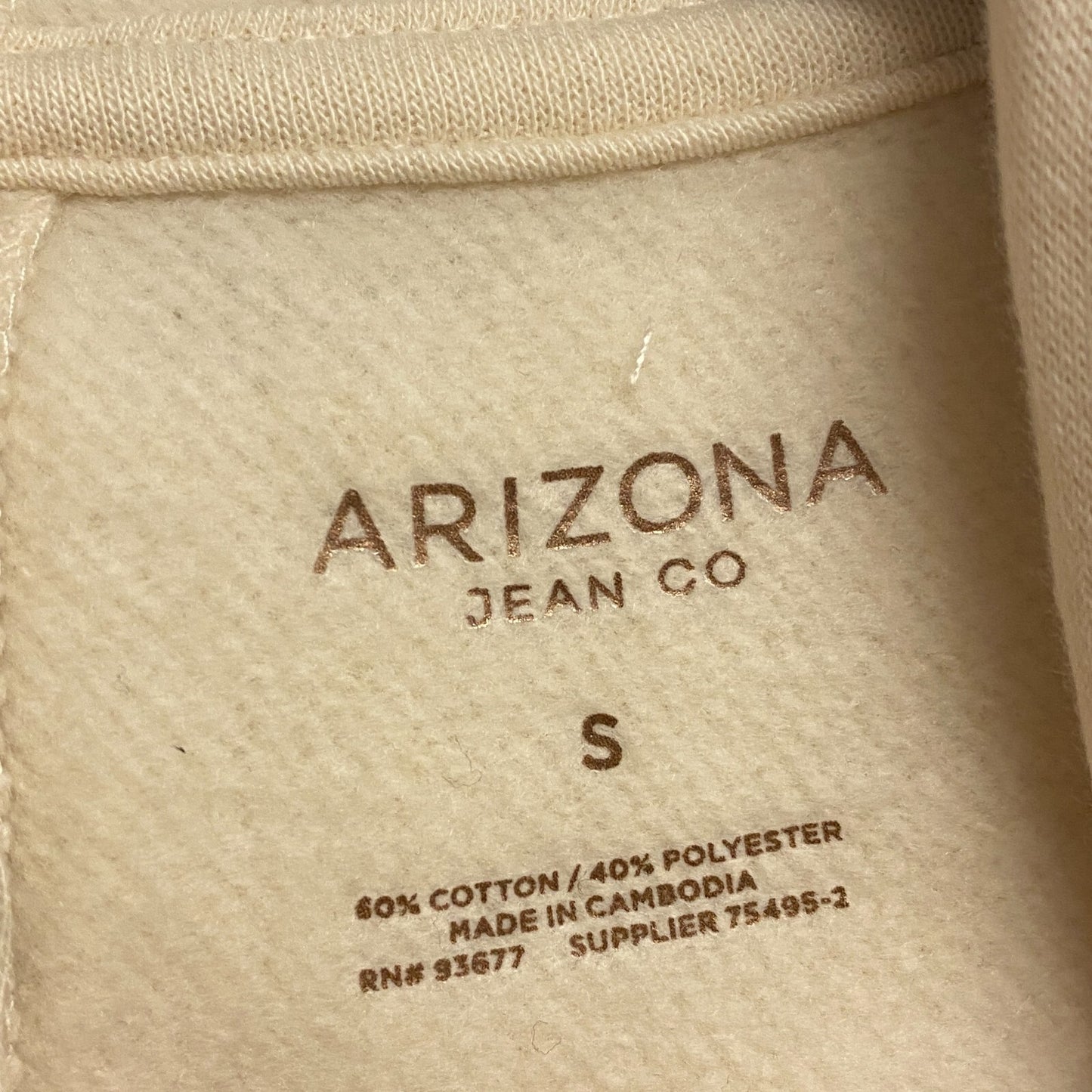 Arizona Jean Co. Women's Cropped Zip Up Hoodie Size Small Color: White Cap