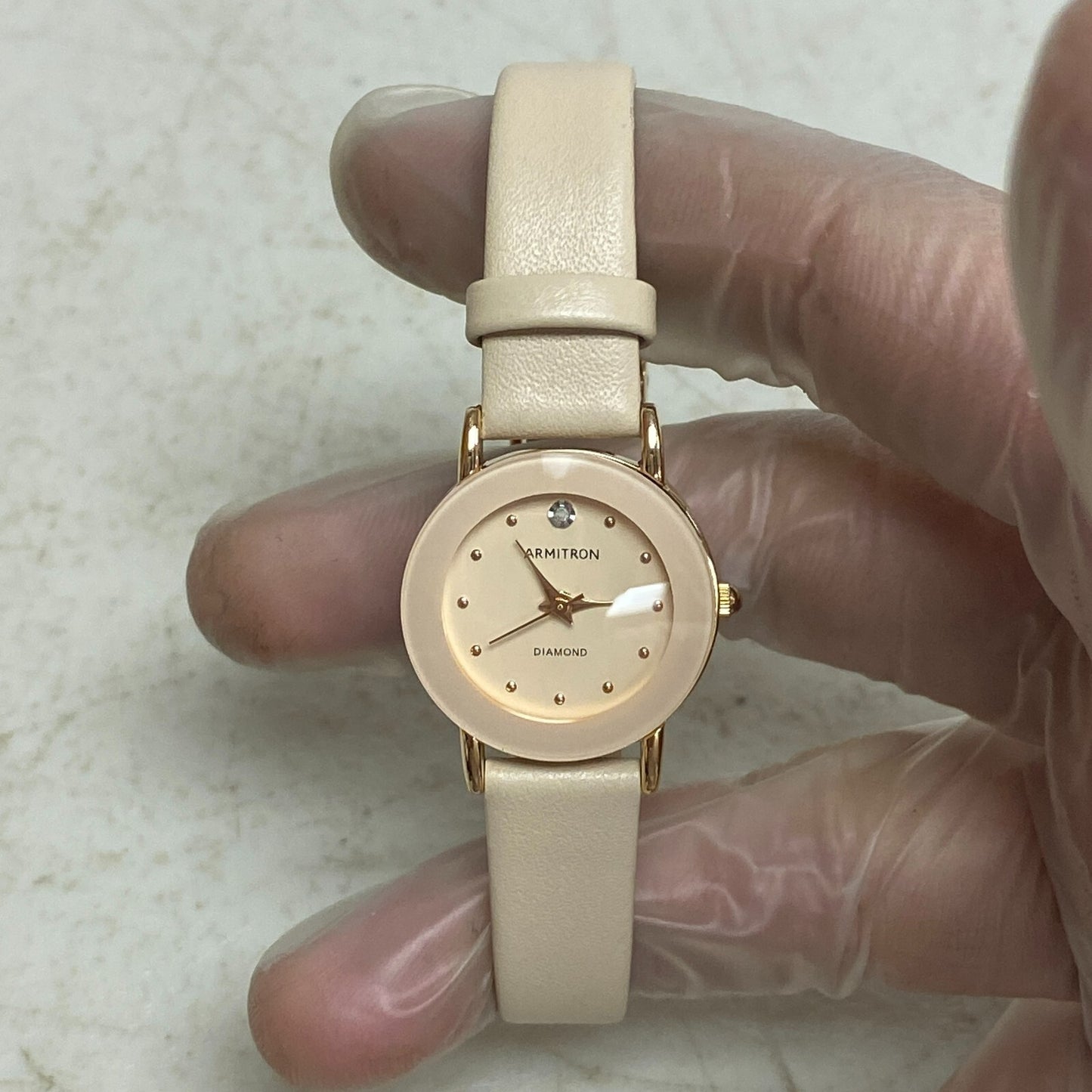 ARMITRON Women's Watch rose  Genuine Leather Quartz Analog  New Battery 75/5778