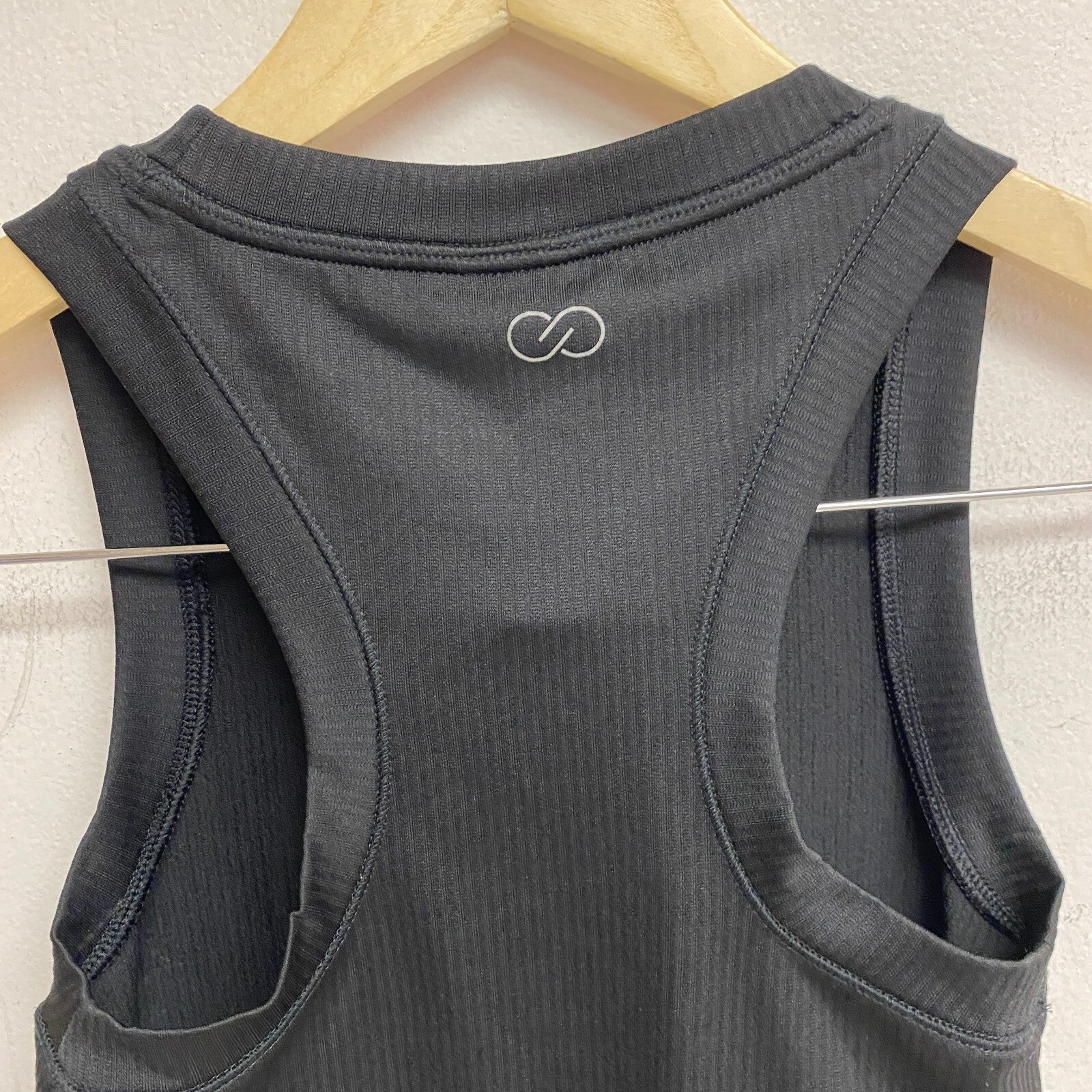 Calia Womens Rib Tank Pure Black Sleeveless Solid Stylish Trendy WAX11166