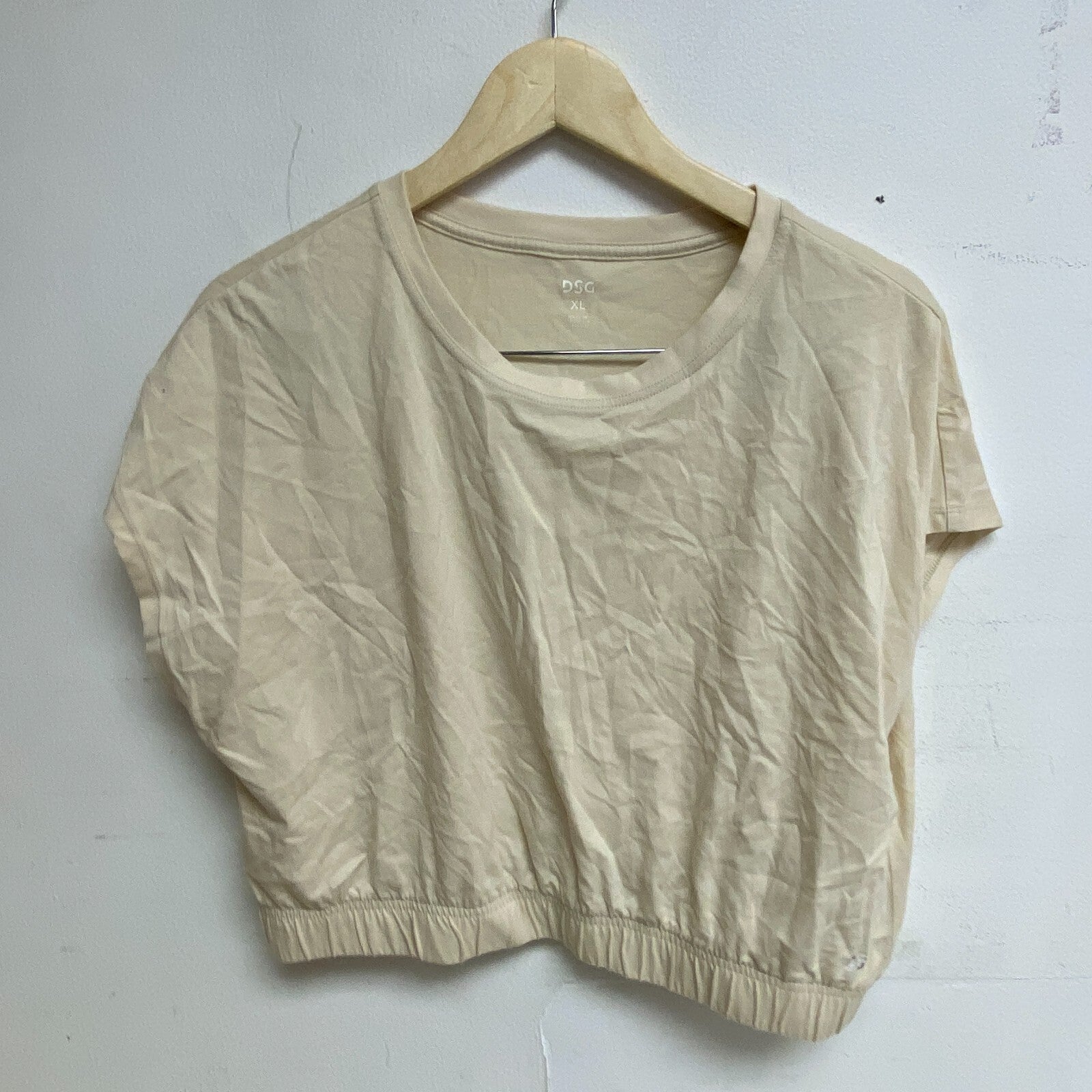 DSG Women's Everyday Cotton Cinched Hem Crop Tee Light Sand DAW12116 New