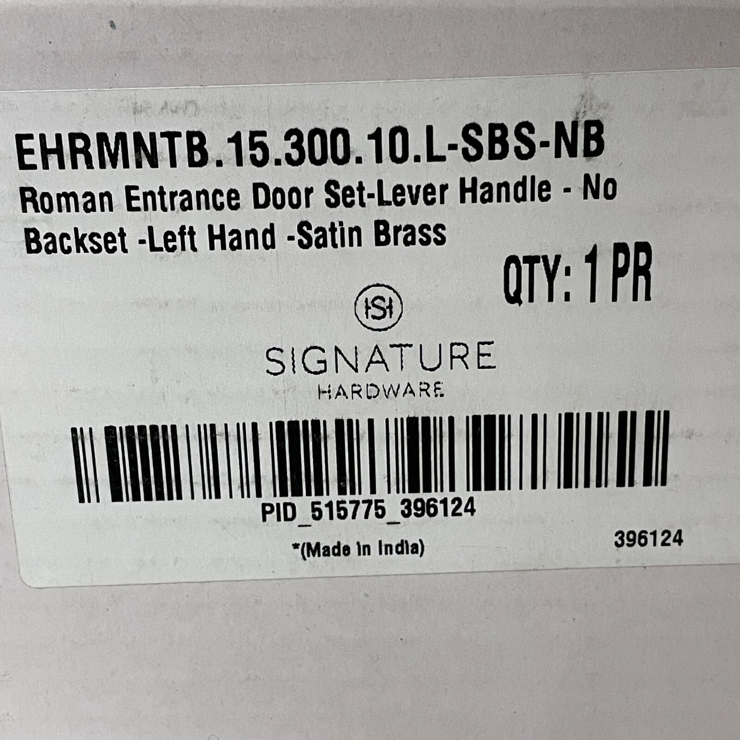 Signature Hardware Roman Entrance Door Set – Lever, Satin Brass, Left‑Hand