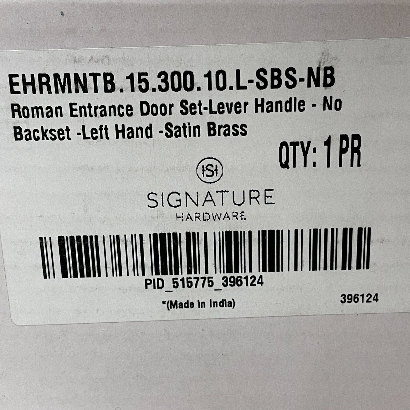 Signature Hardware Roman Entrance Door Set – Lever, Satin Brass, Left‑Hand