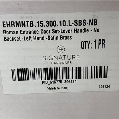 Signature Hardware Roman Entrance Door Set – Lever, Satin Brass, Left‑Hand