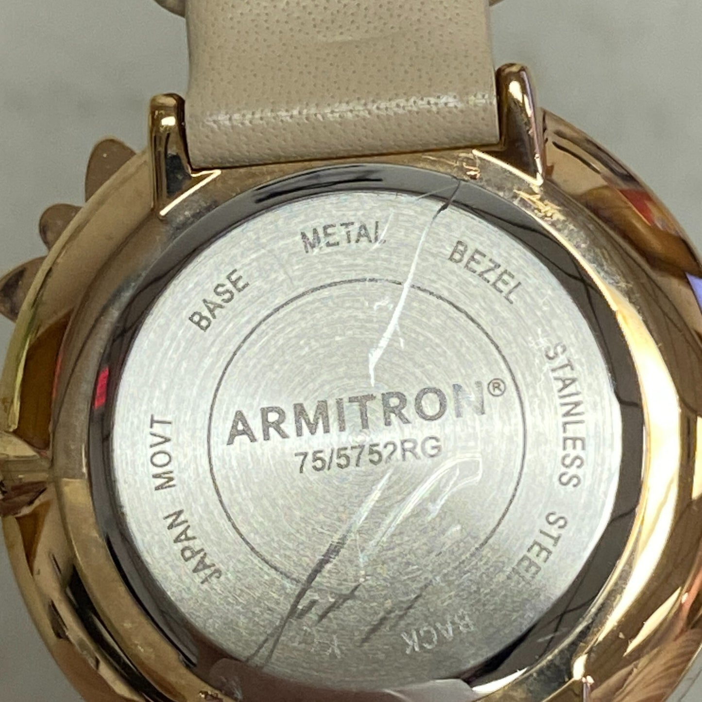 Armitron Rose Gold with butterfly Bessel Beige Band Women's Watch 75/5752RG