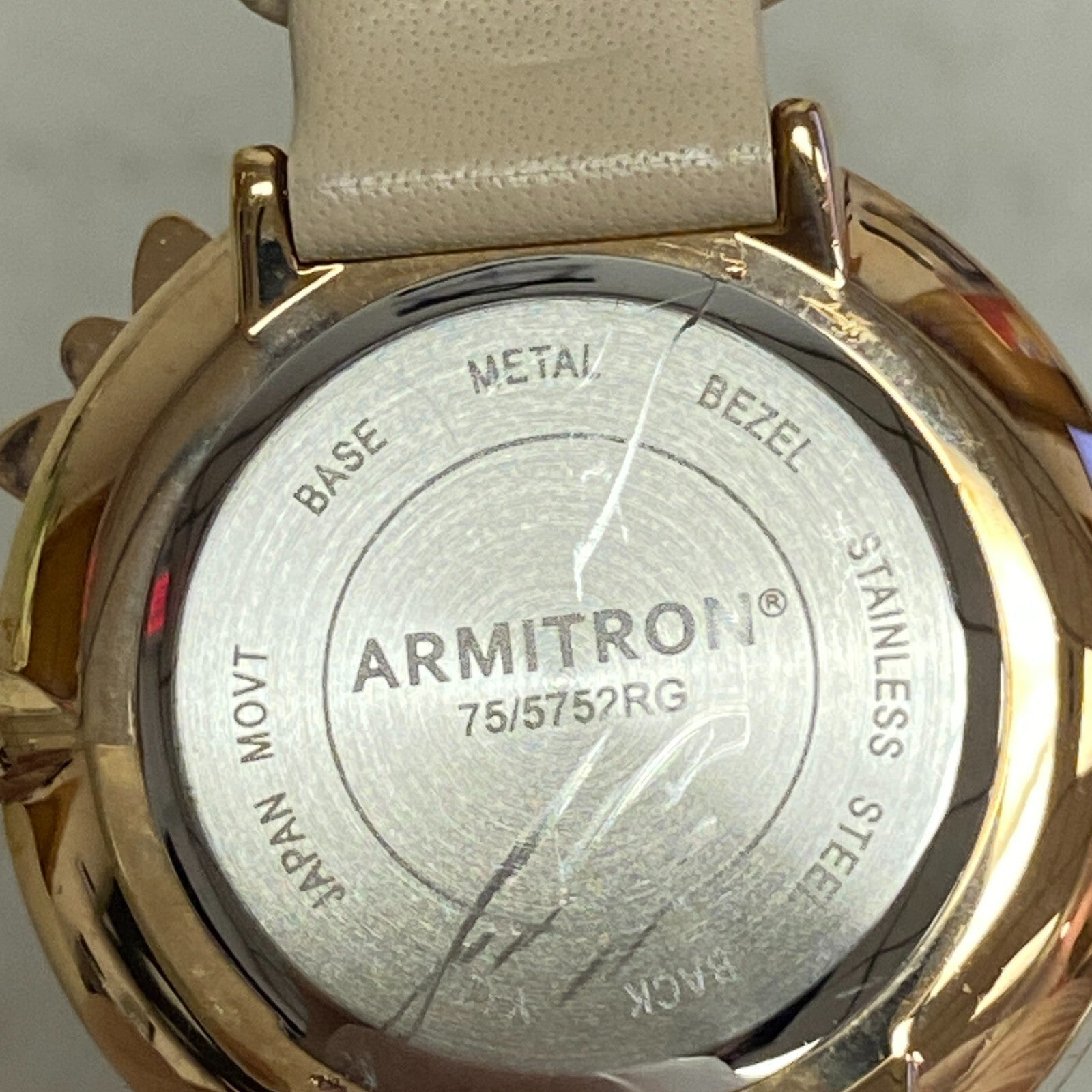 Armitron Rose Gold with butterfly Bessel Beige Band Women's Watch 75/5752RG
