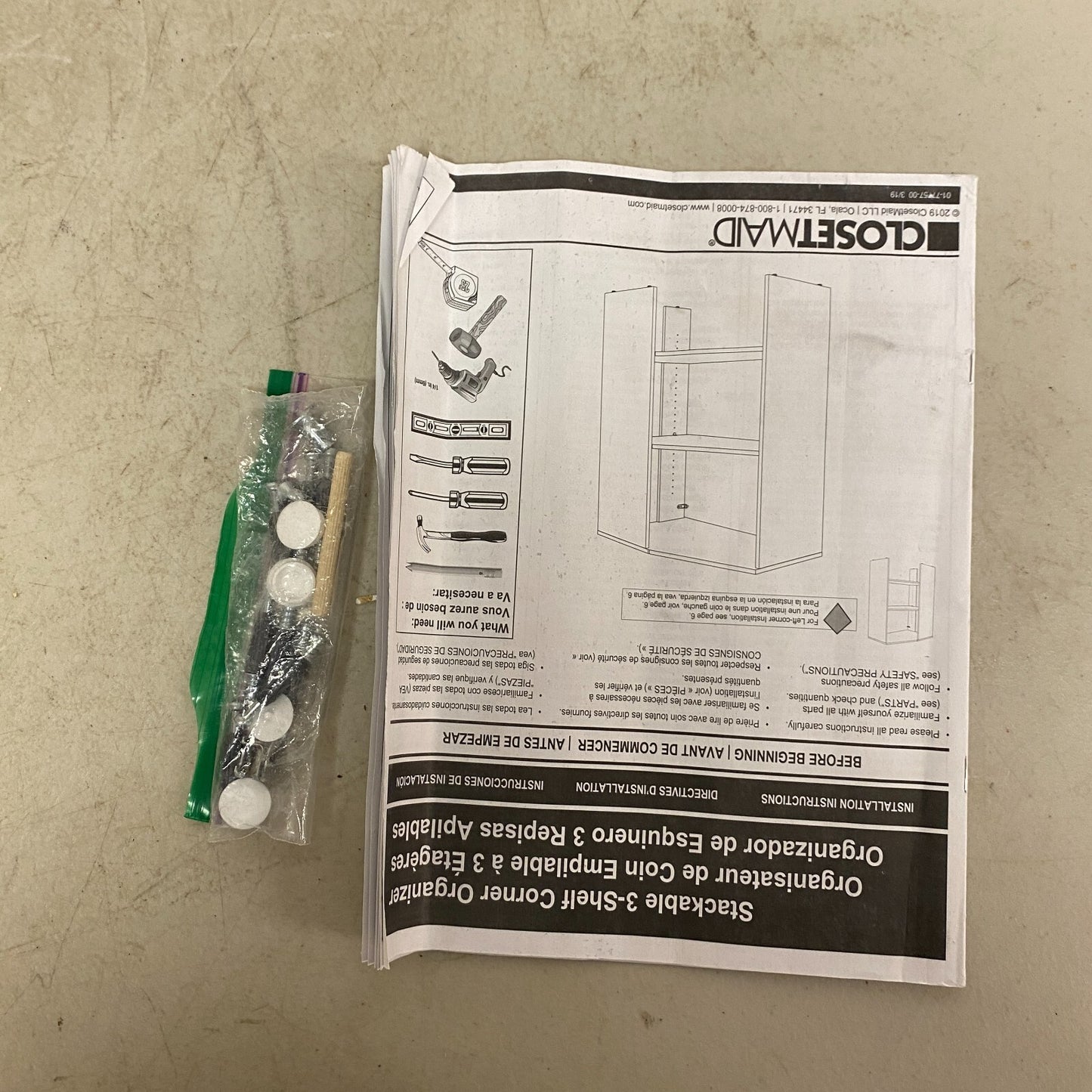 Corner Base Organizer 29 in. W White 3-Shelf for Wood Walk-In Closet System