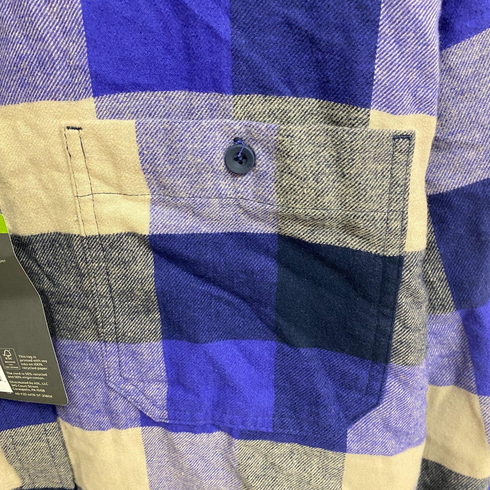 Alpine Design Men's AD M Brushed Flannel Dark Blue Three Block Plaid T-Shirt New