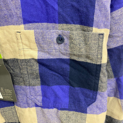 Alpine Design Men's AD M Brushed Flannel Dark Blue Three Block Plaid T-Shirt New