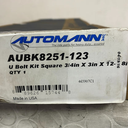 Automann U Bolt Kit Square 3/4" x 3" x 12 3/8" AUBK8251-123