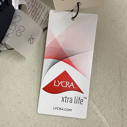 Calia Women's Strappy Racerback Bikini Top Deep Sea Dots Pure Black WSA23223PRT