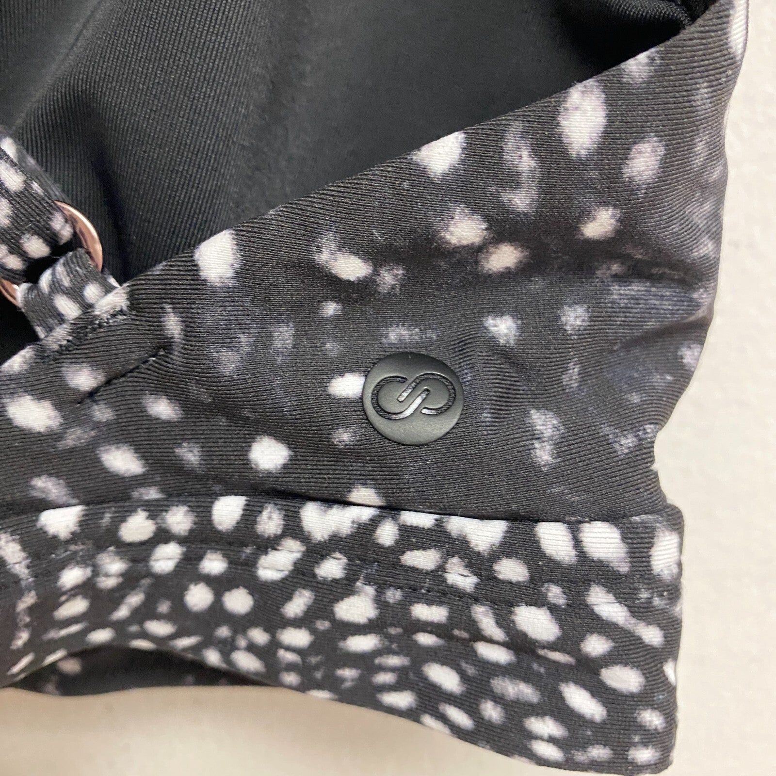 Calia Women's Strappy Racerback Bikini Top Deep Sea Dots Pure Black WSA23223PRT