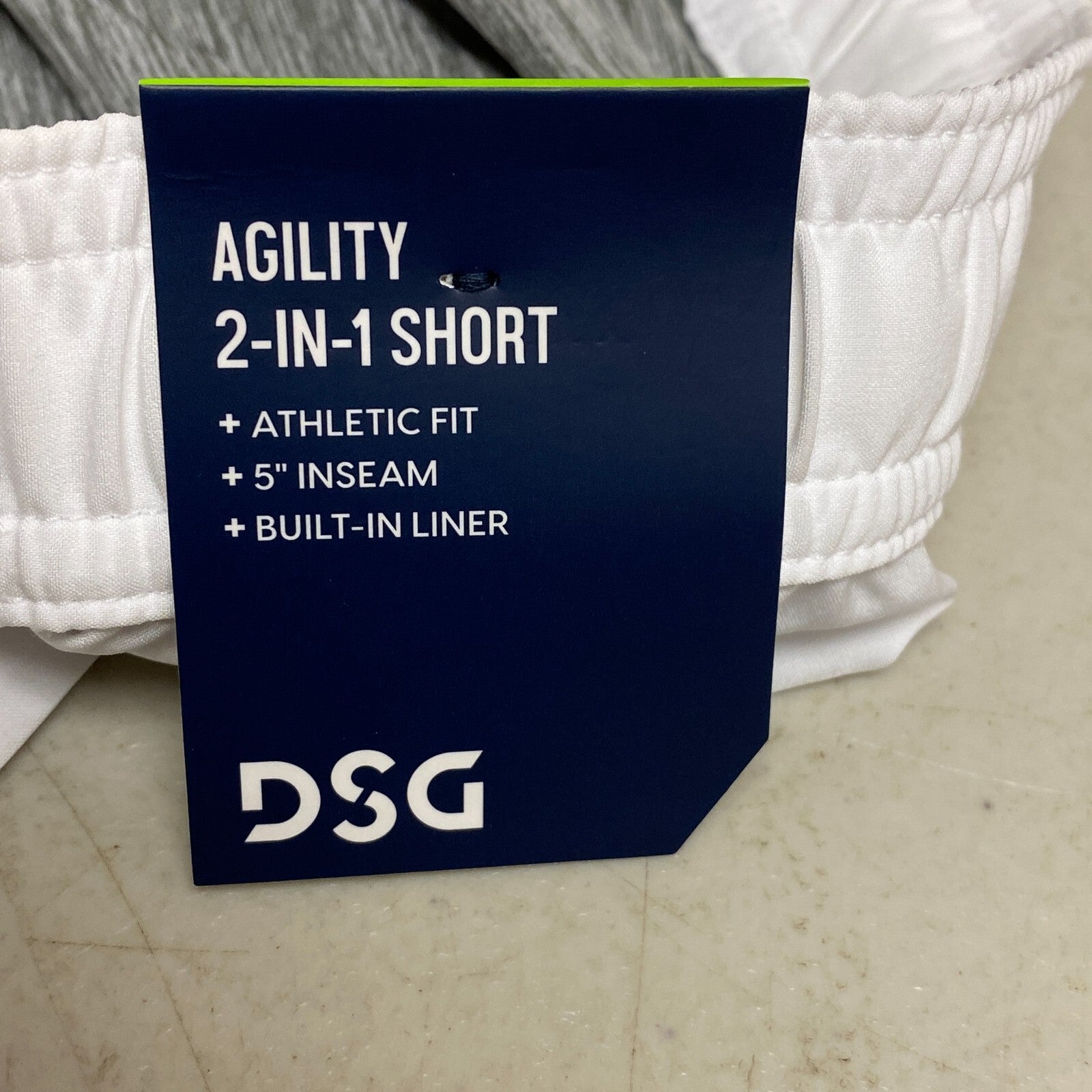 DSG Men's 5" Training 2-in-1 Agility Short Built-in Liner Pure White/Mid Gray