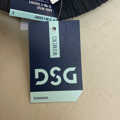 DSG Women's 6"Running Mid Rise 2 in 1  Short Woven Top Layer Pure Black DAW11193